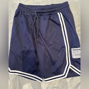 SPALDING Boys Size Youth Extra Small Navy & White Athletic Shorts